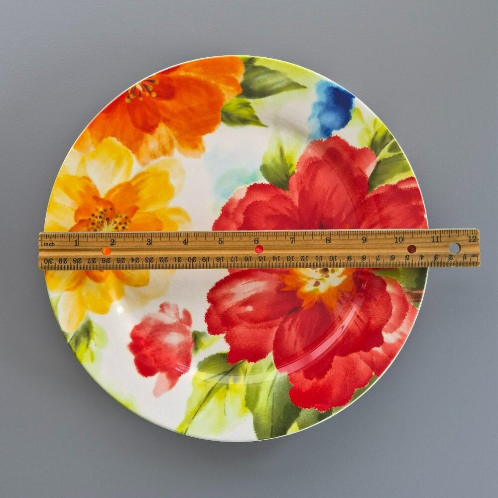 Pier 1 Imports Amelia Floral Dinner Plate, Bright Colored Flowers, Ironstone - Picture 10 of 11